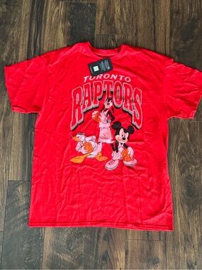 NWT Disney x Junk Food NBA Toronto Raptors TShirt Mens MED Mickey Donald Goofy